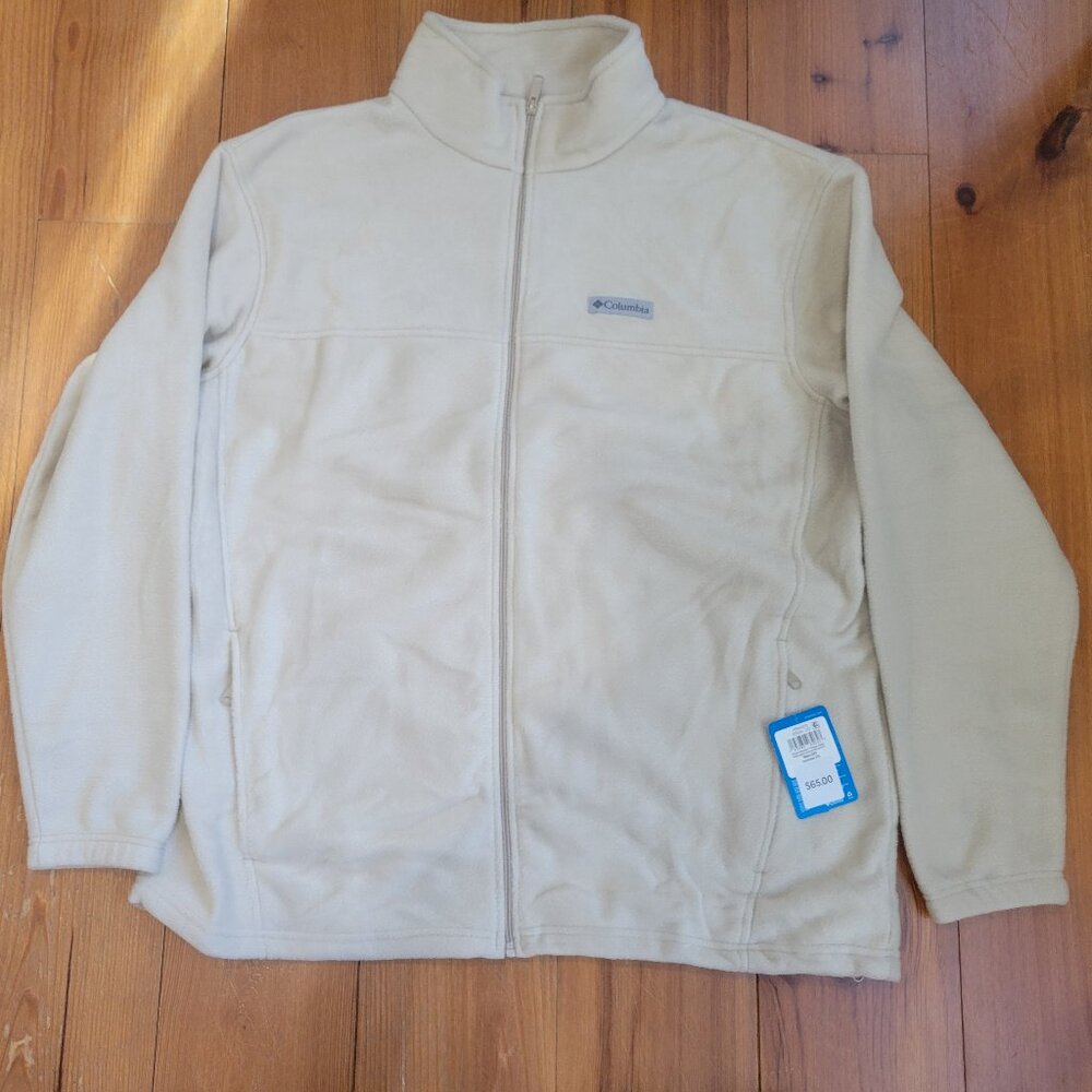 Men's Columbia Granite Mountain Fleece Jacket 2XT Tall Full Zip Beige New